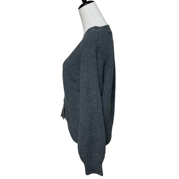 Old Navy Cardigan Womens Medium Gray Wool Blend Button Front V Neck Sweater NWT - Picture 7 of 10